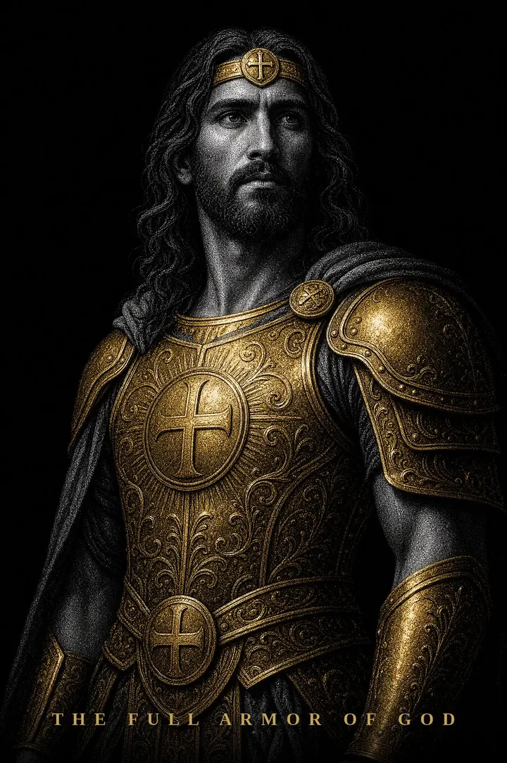 Artistic depiction of Jesus wearing the full Armor of God